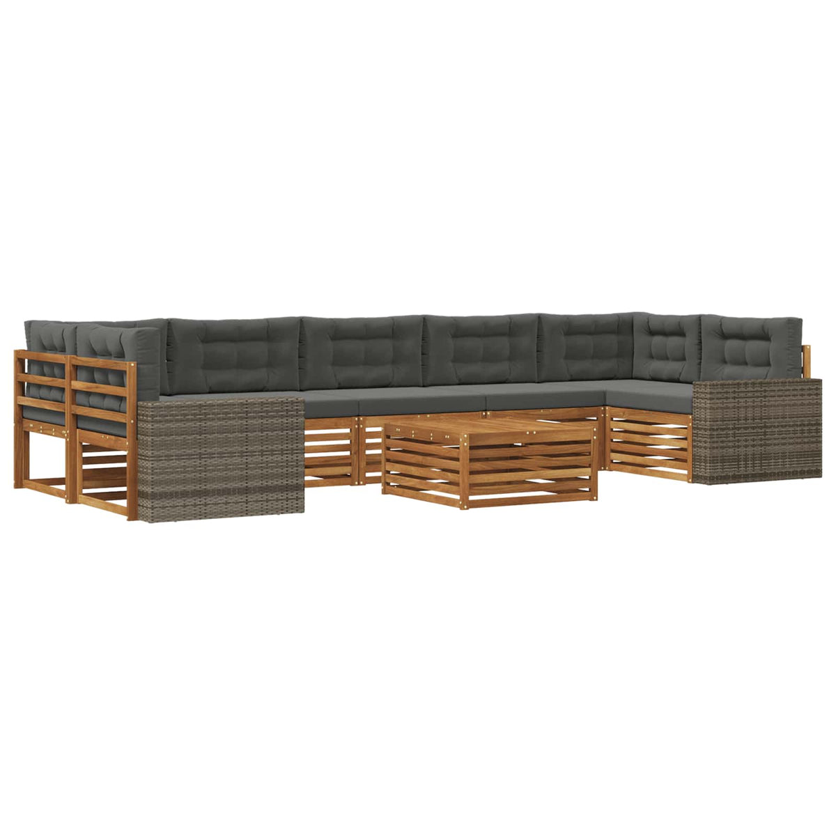 Set vanjskih sofa 8 kom. Prirodna i antracit