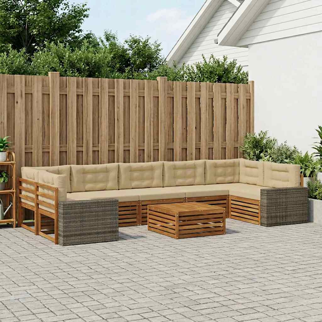 Set vanjskih sofa 8 kom. Prirodna i bež