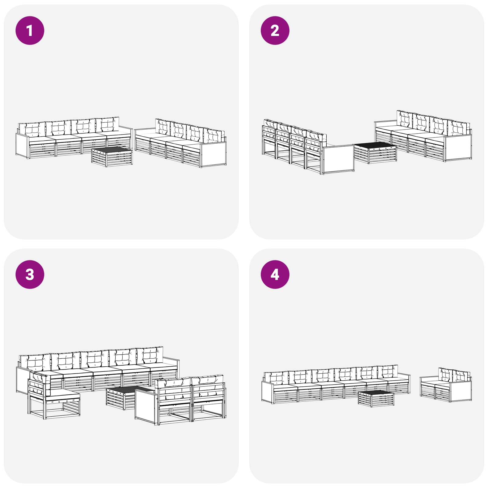 Set vanjskih sofa 9 pcs Prirodna i svjetlosiva Poliester