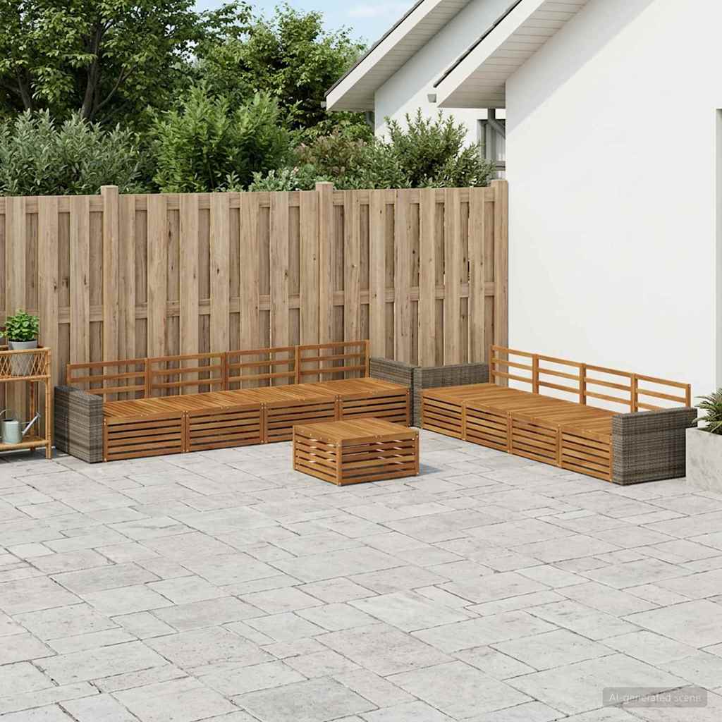 Set vanjskih sofa 9 kom. Prirodna Čvrsto drvo akacije