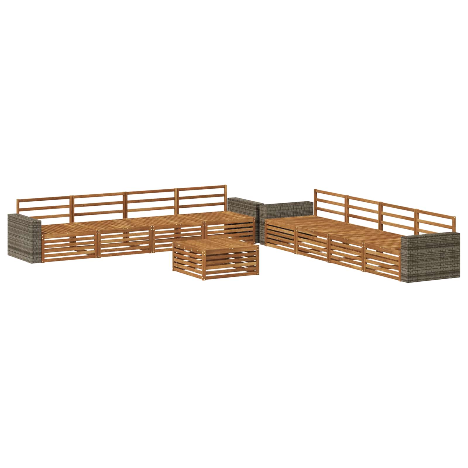 Set vanjskih sofa 9 kom. Prirodna Čvrsto drvo akacije