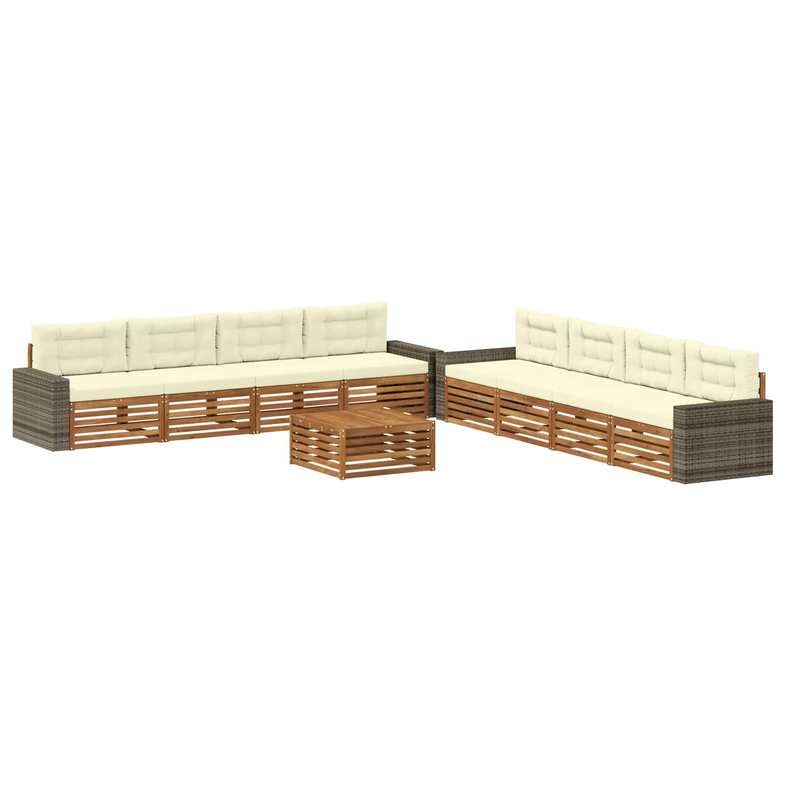 Set vanjskih sofa 9 kom. Prirodna i krem Poliester