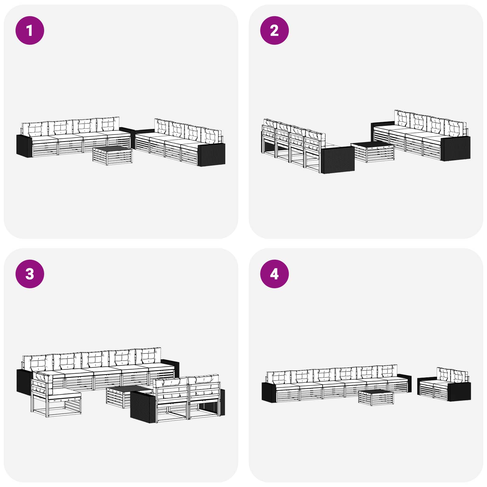 Set vanjskih sofa 9 pcs Prirodna i svjetlosiva Poliester