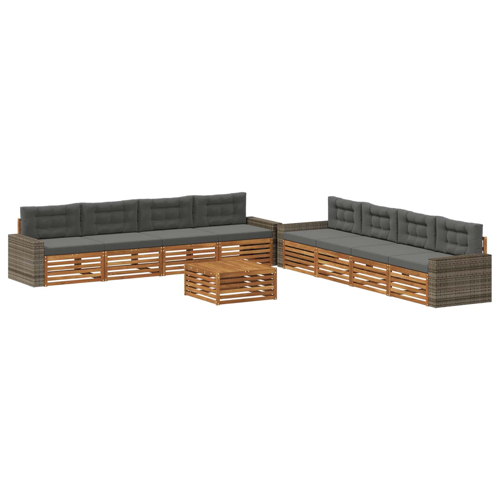 Set vanjskih sofa 9 kom. Prirodna i antracit Poliester