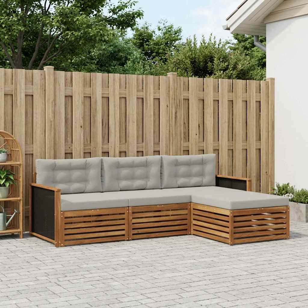 Set vanjskih sofa 4 pcs Prirodna i svjetlosiva Poliester
