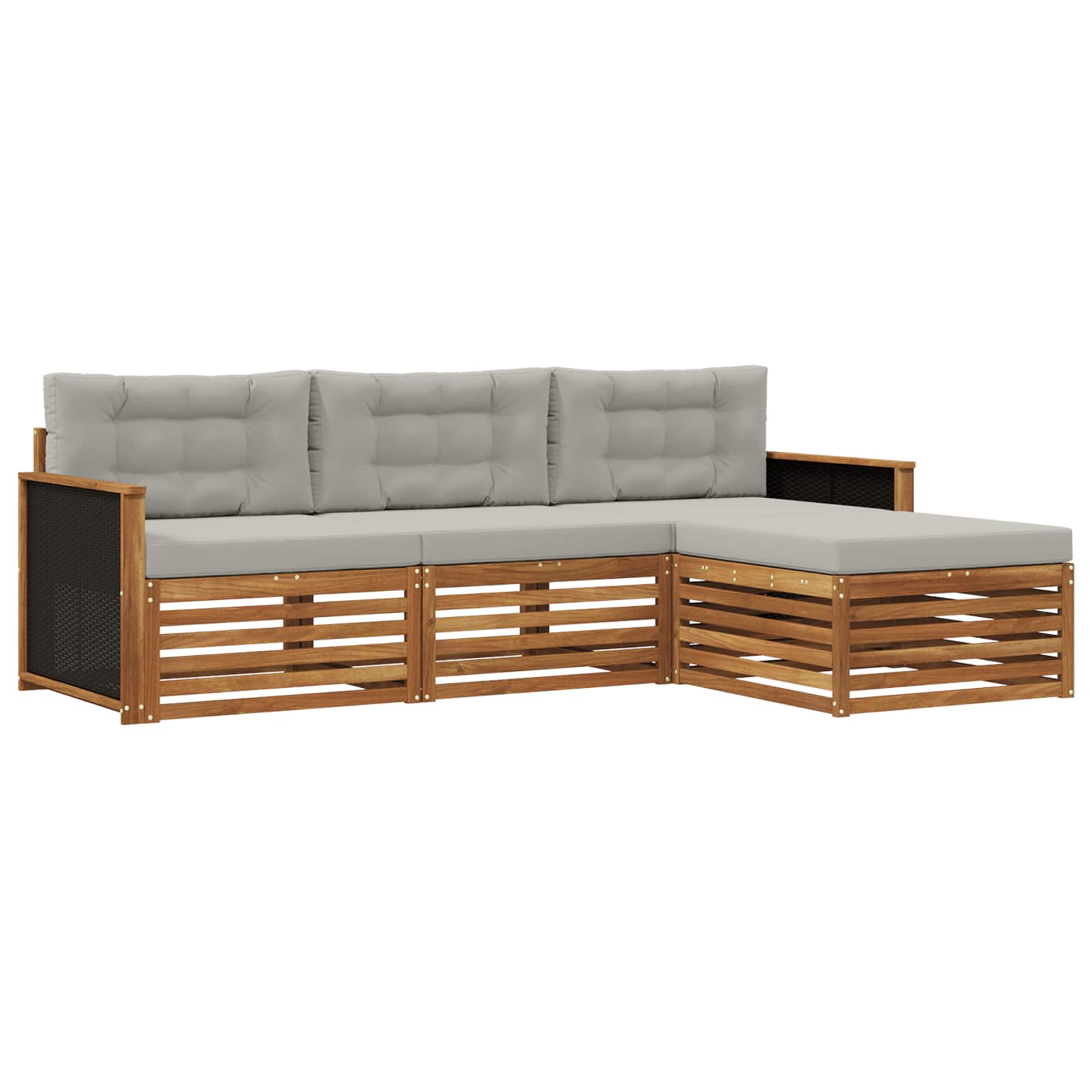 Set vanjskih sofa 4 pcs Prirodna i svjetlosiva Poliester