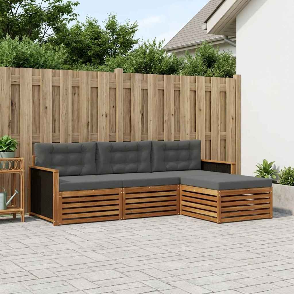 Set vanjskih sofa 4 pcs Prirodna i antracit Poliester