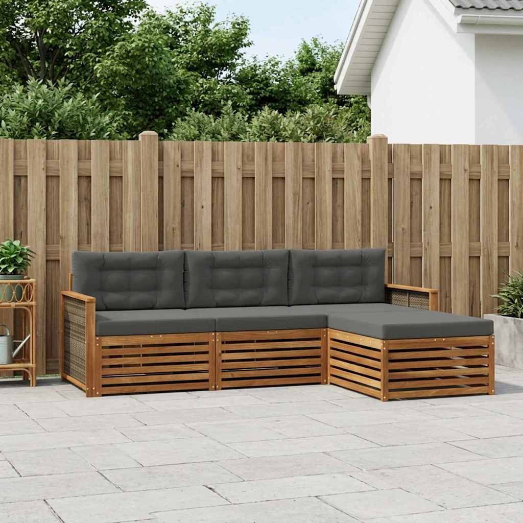 Set vanjskih sofa Prirodna i antracit 249,5 x 162,5 x 73 cm