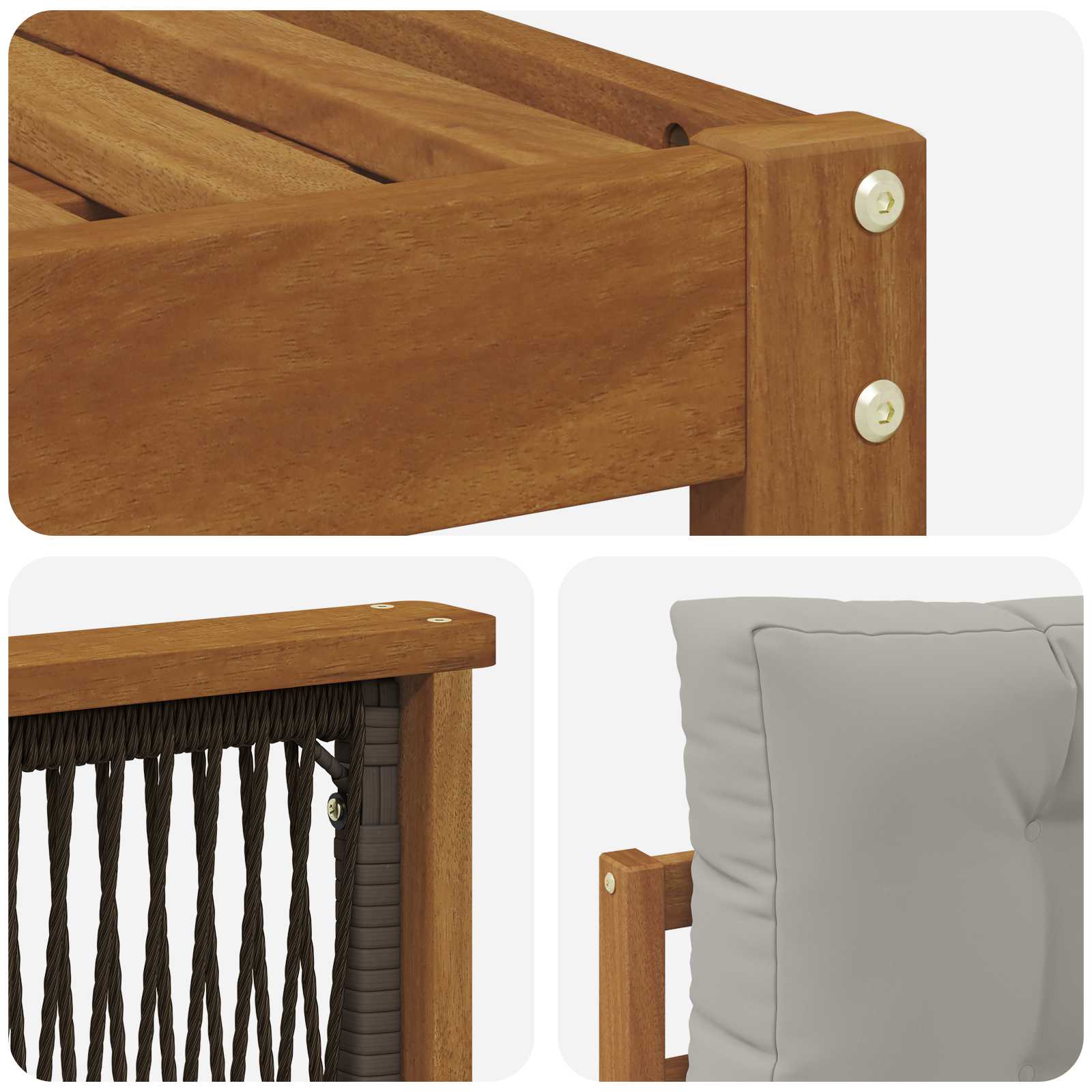 Set vanjskih sofa Prirodna i svjetlosiva 249 x 162,5 x 73 cm