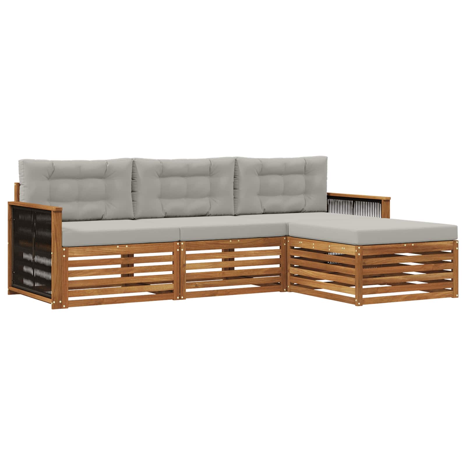 Set vanjskih sofa Prirodna i svjetlosiva 249 x 162,5 x 73 cm