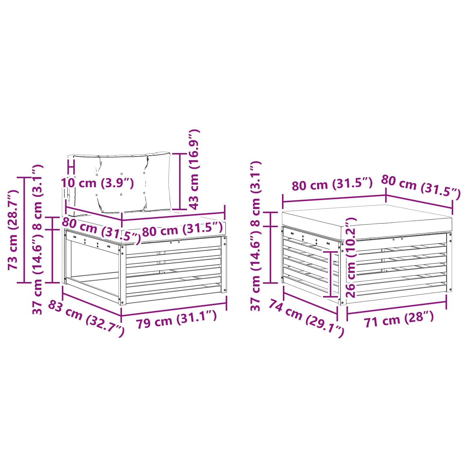 Set vanjskih sofa Prirodna i svjetlosiva 249 x 162,5 x 73 cm