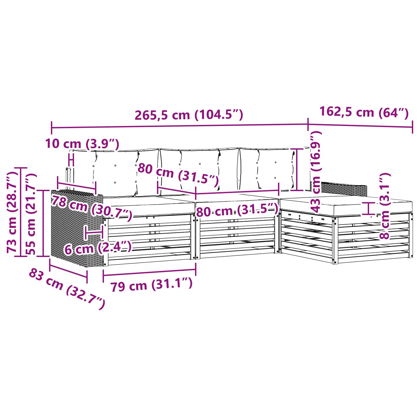 Set vanjskih sofa s jastukom 4 pcs Prirodna i bež Poliester