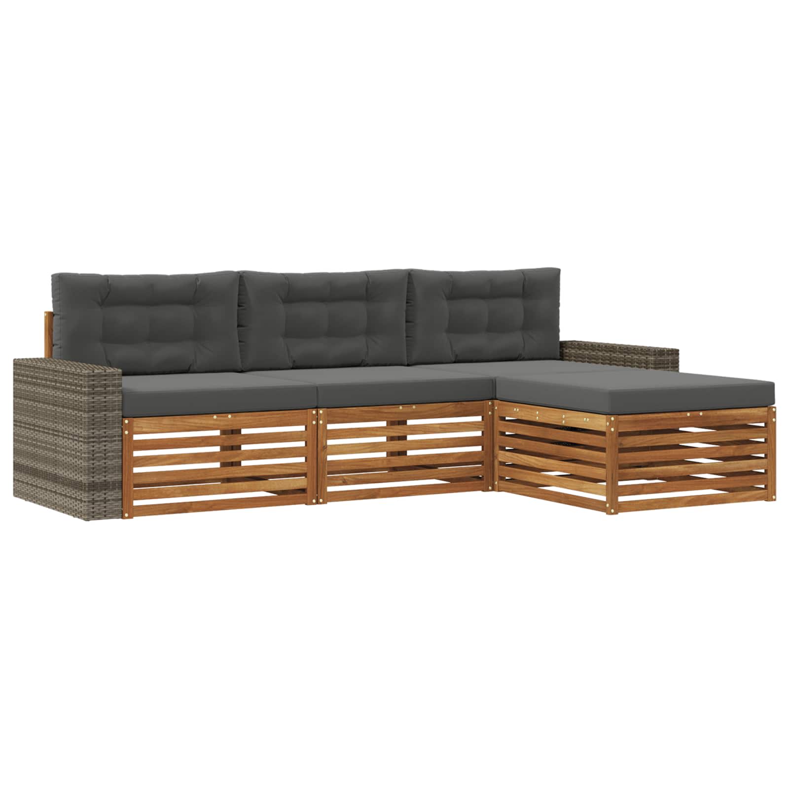 Set vanjskih sofa 4 pcs Prirodna i antracit Poliester