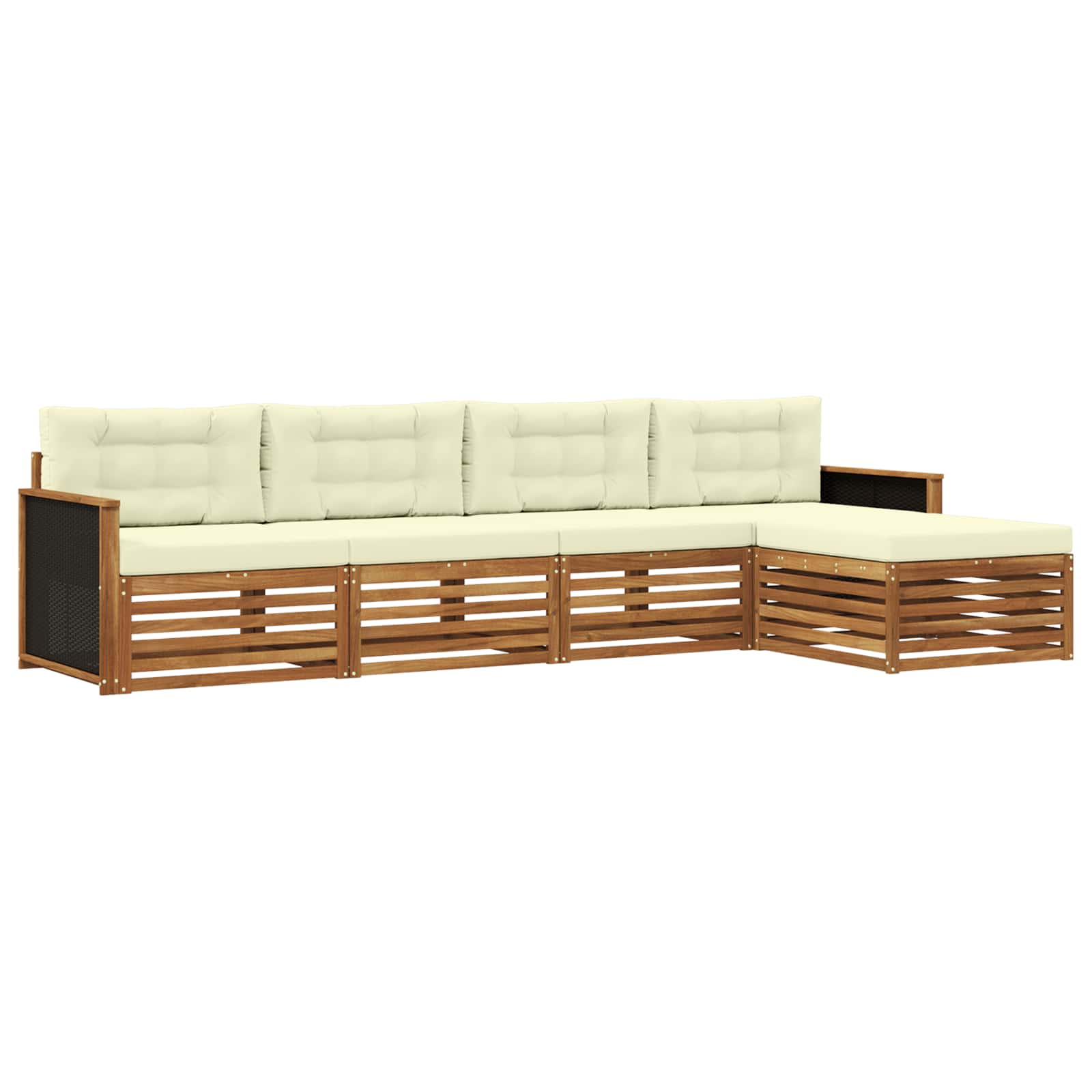 Set vanjskih sofa s jastukom 5 pcs Prirodna i krem Poliester