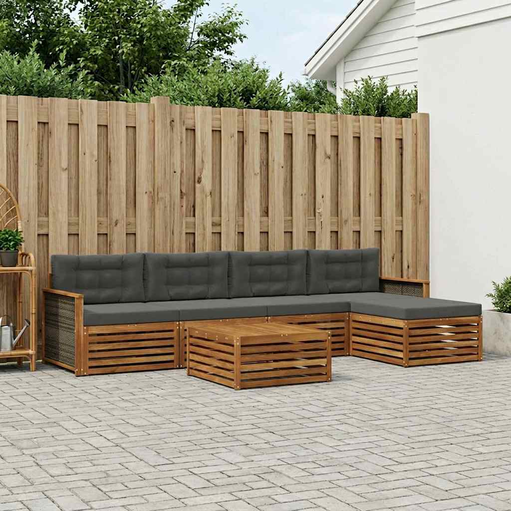 Set vanjskih sofa 6 kom. Prirodna i antracit