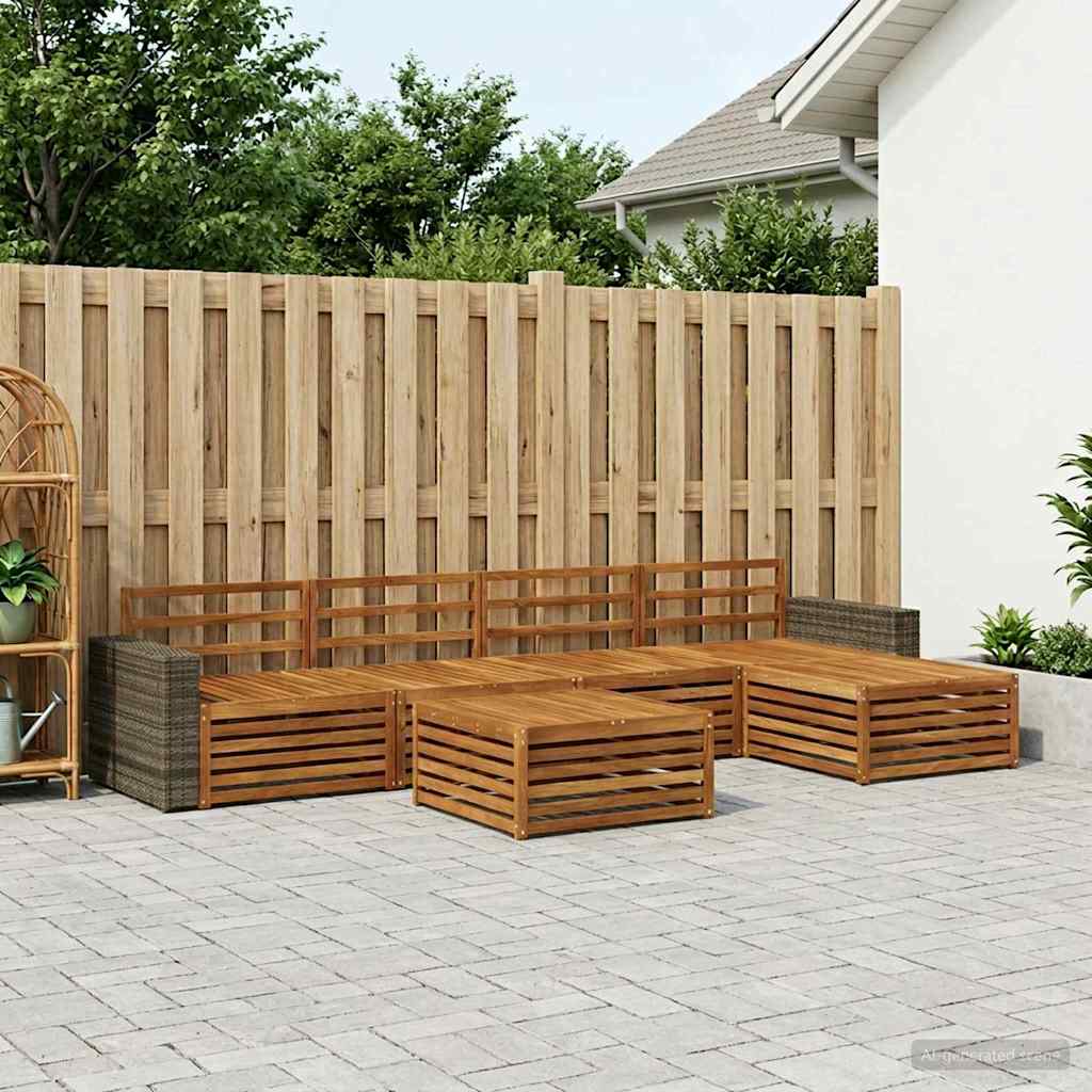 Set vanjskih sofa 6 kom. Prirodna Čvrsto drvo akacije
