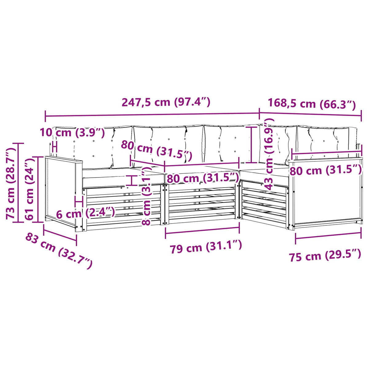 Set vanjskih sofa 4 kom. Prirodna i krem
