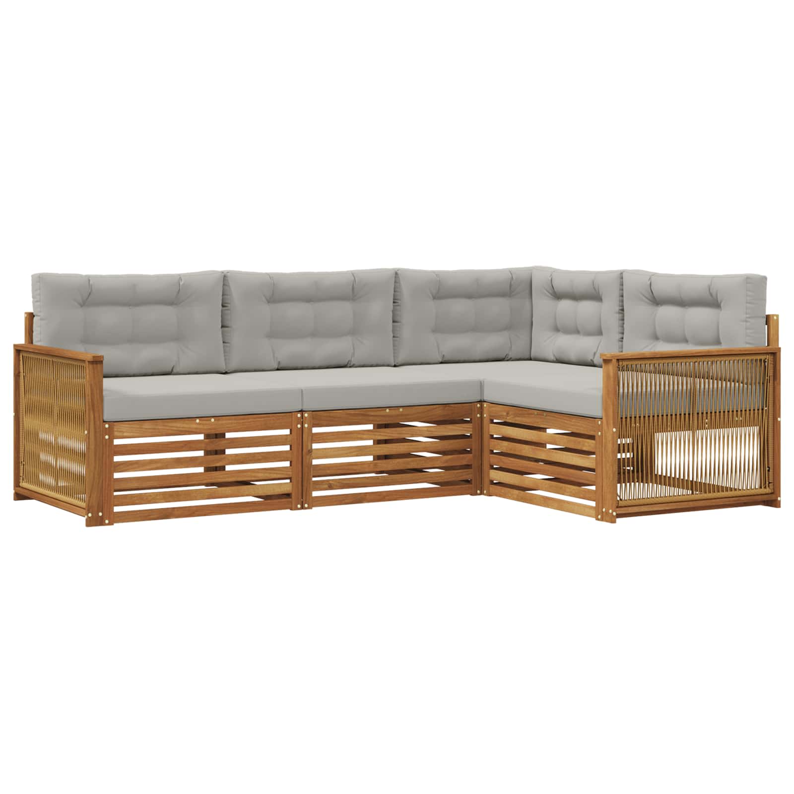 Set vanjskih sofa s jastukom 4 pcs Prirodna i svjetlosiva