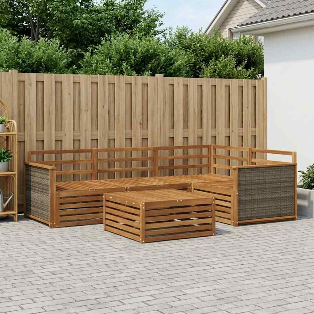 Set vanjskih sofa 5 kom. Prirodna Čvrsto drvo akacije
