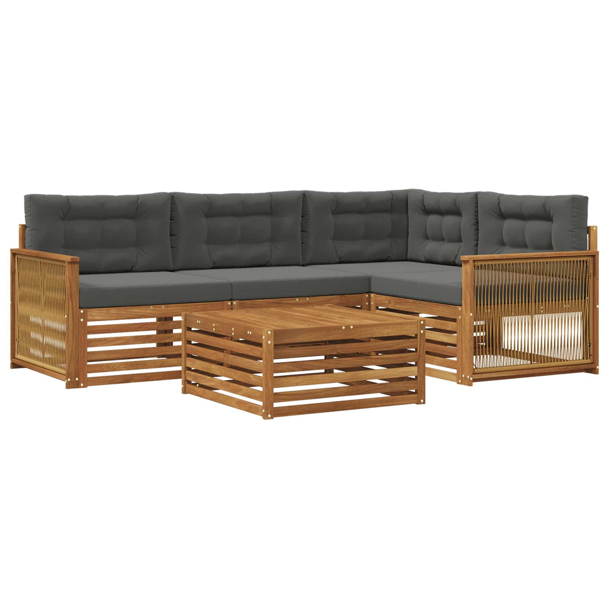 Set vanjskih sofa 5 kom. Prirodna i antracit