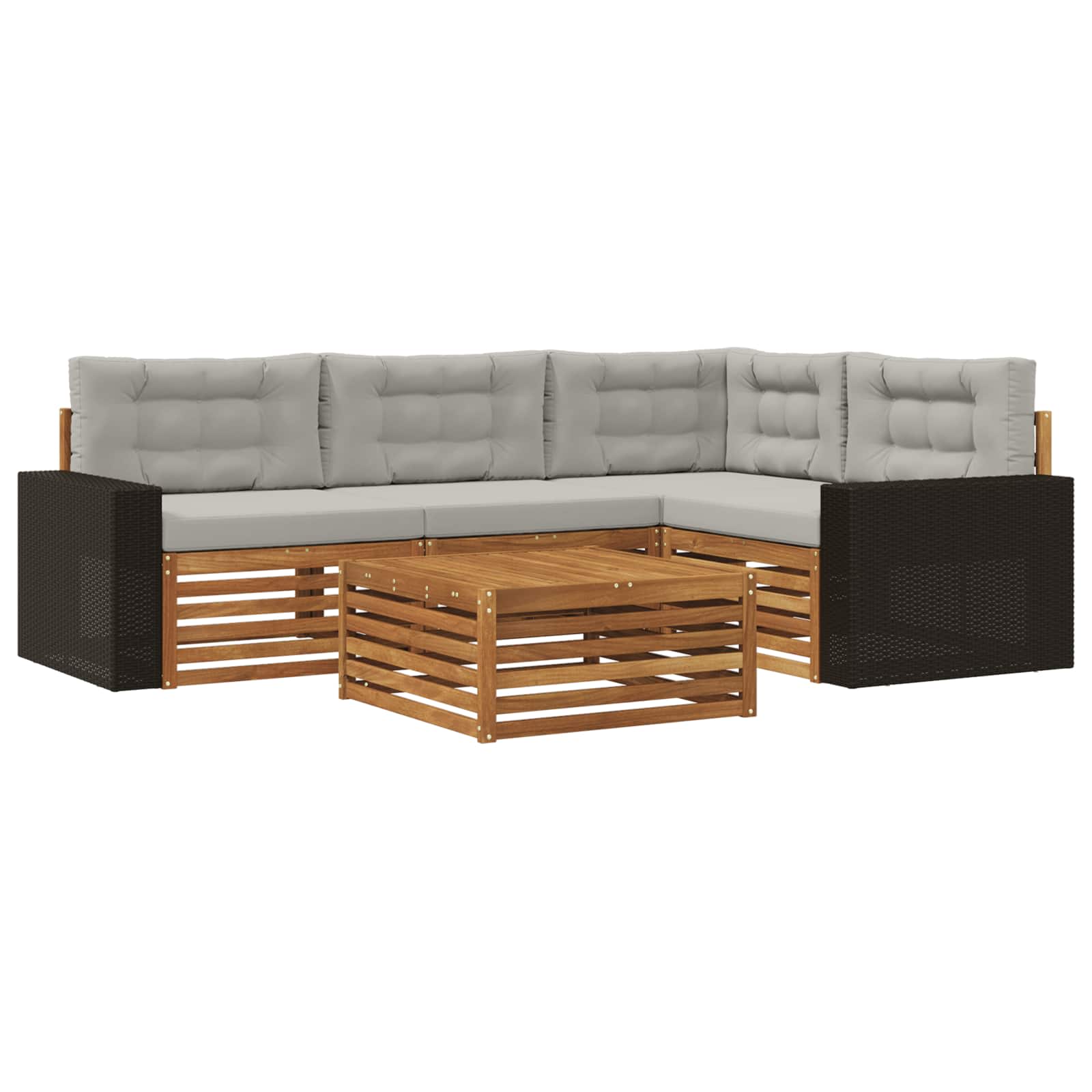 Set vanjskih sofa 5 pcs Prirodna i svjetlosiva 79 x 79 x 37 cm