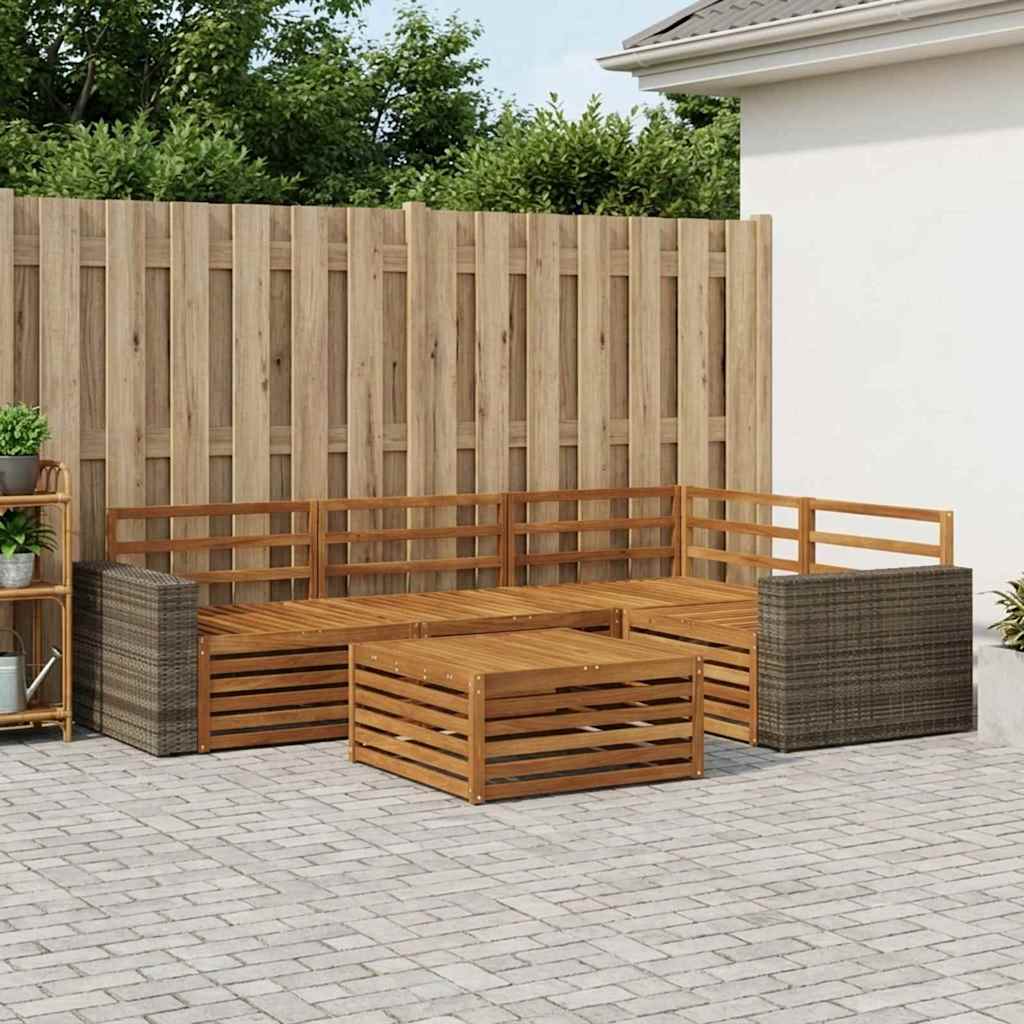 Set vanjskih sofa 5 kom. Prirodna Čvrsto drvo akacije