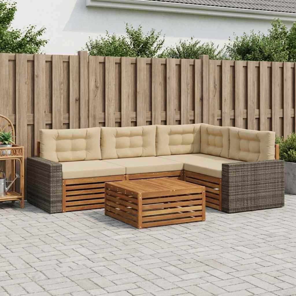 Set vanjskih sofa 5 kom. Prirodna i bež Poliester