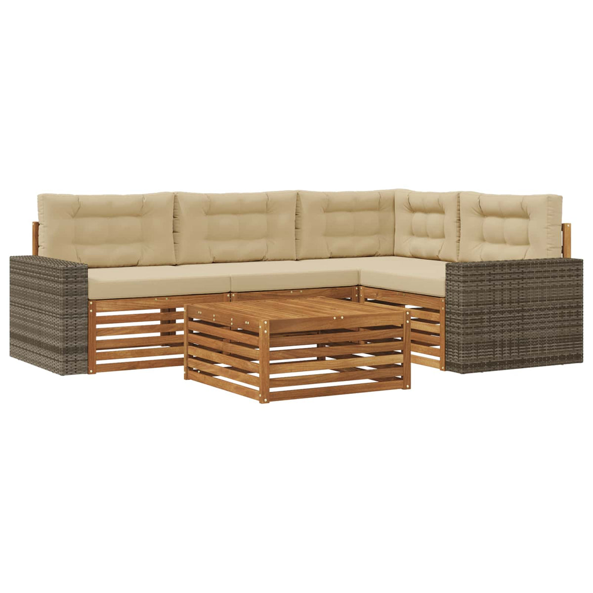 Set vanjskih sofa 5 kom. Prirodna i bež Poliester