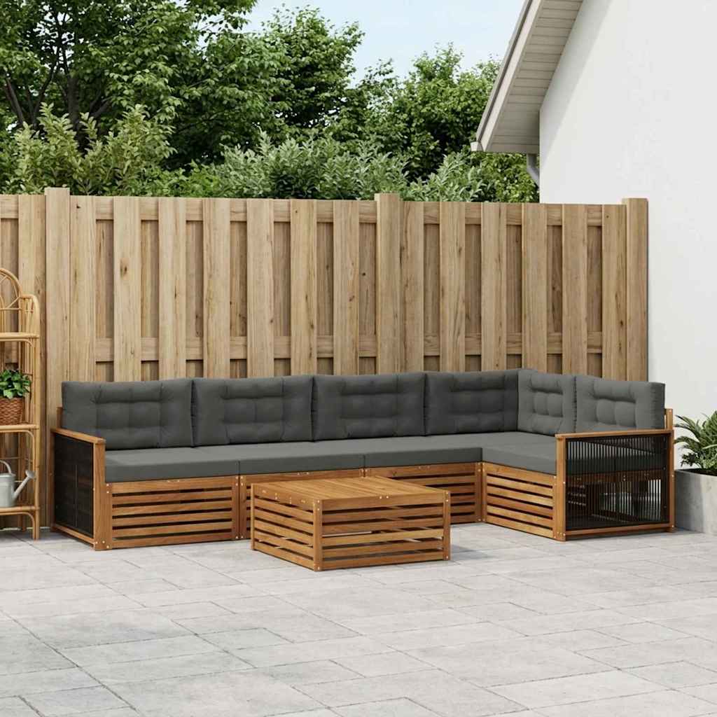 Set vanjskih sofa 6 kom. Prirodna i antracit