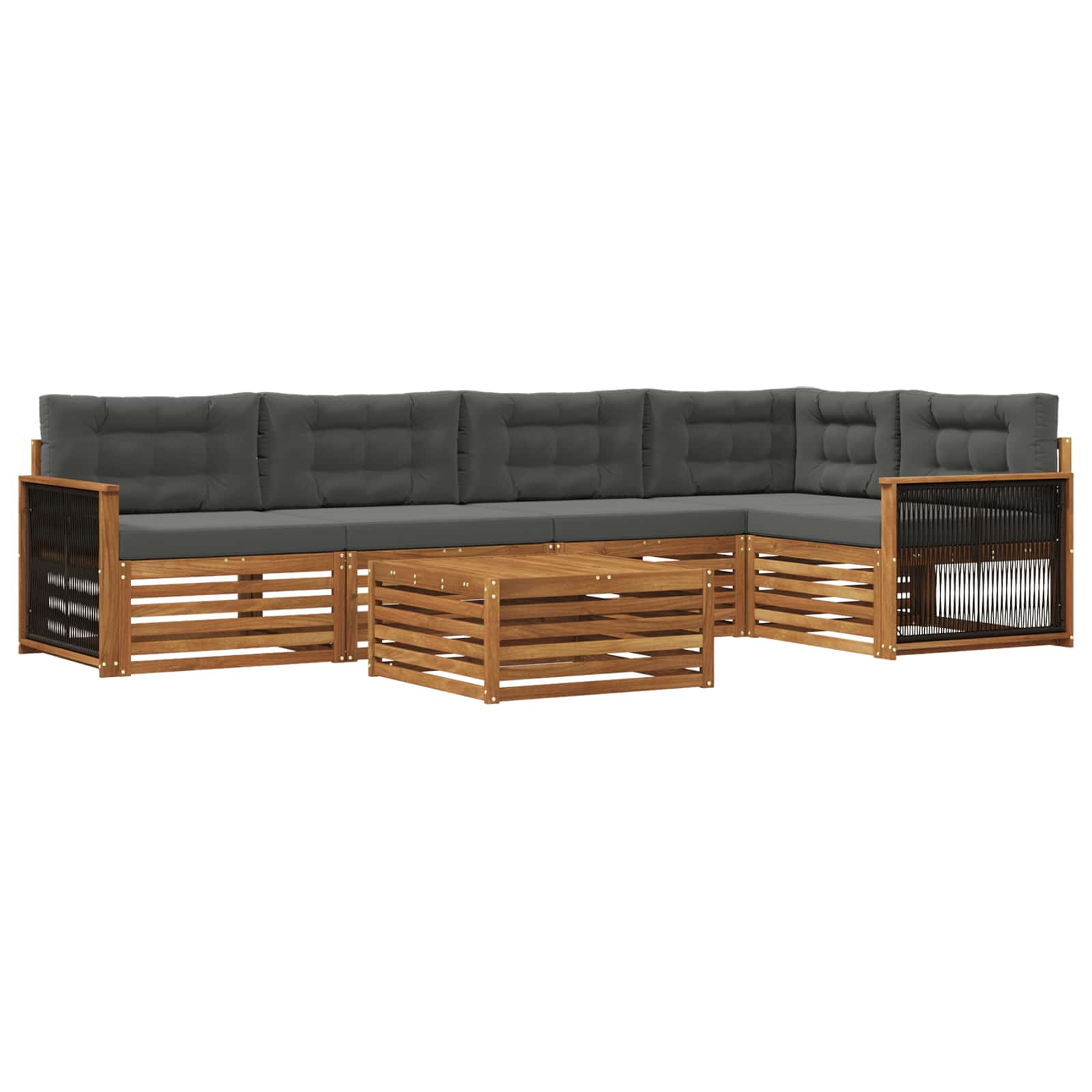 Set vanjskih sofa 6 kom. Prirodna i antracit