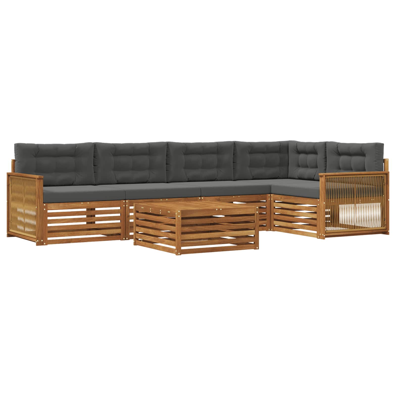 Set vanjskih sofa 6 kom. Prirodna i antracit