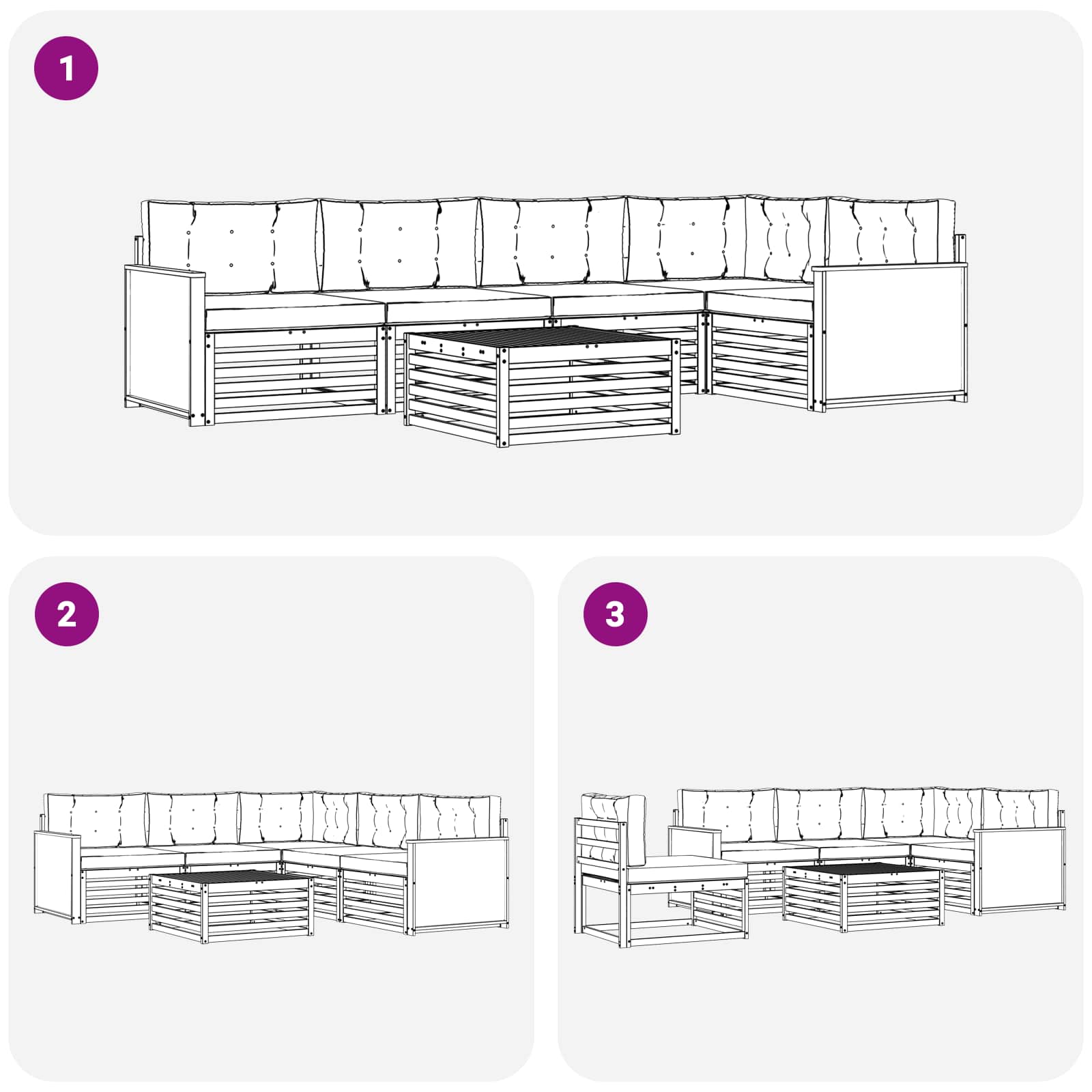 Set vanjskih sofa 6 kom. Prirodna i antracit