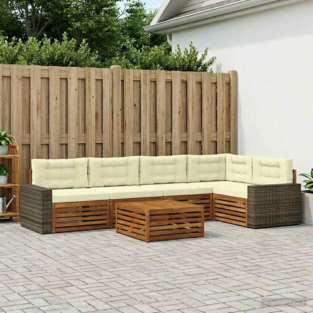 Set vanjskih sofa 6 pcs Prirodna i krem 79 x 79 x 37 cm
