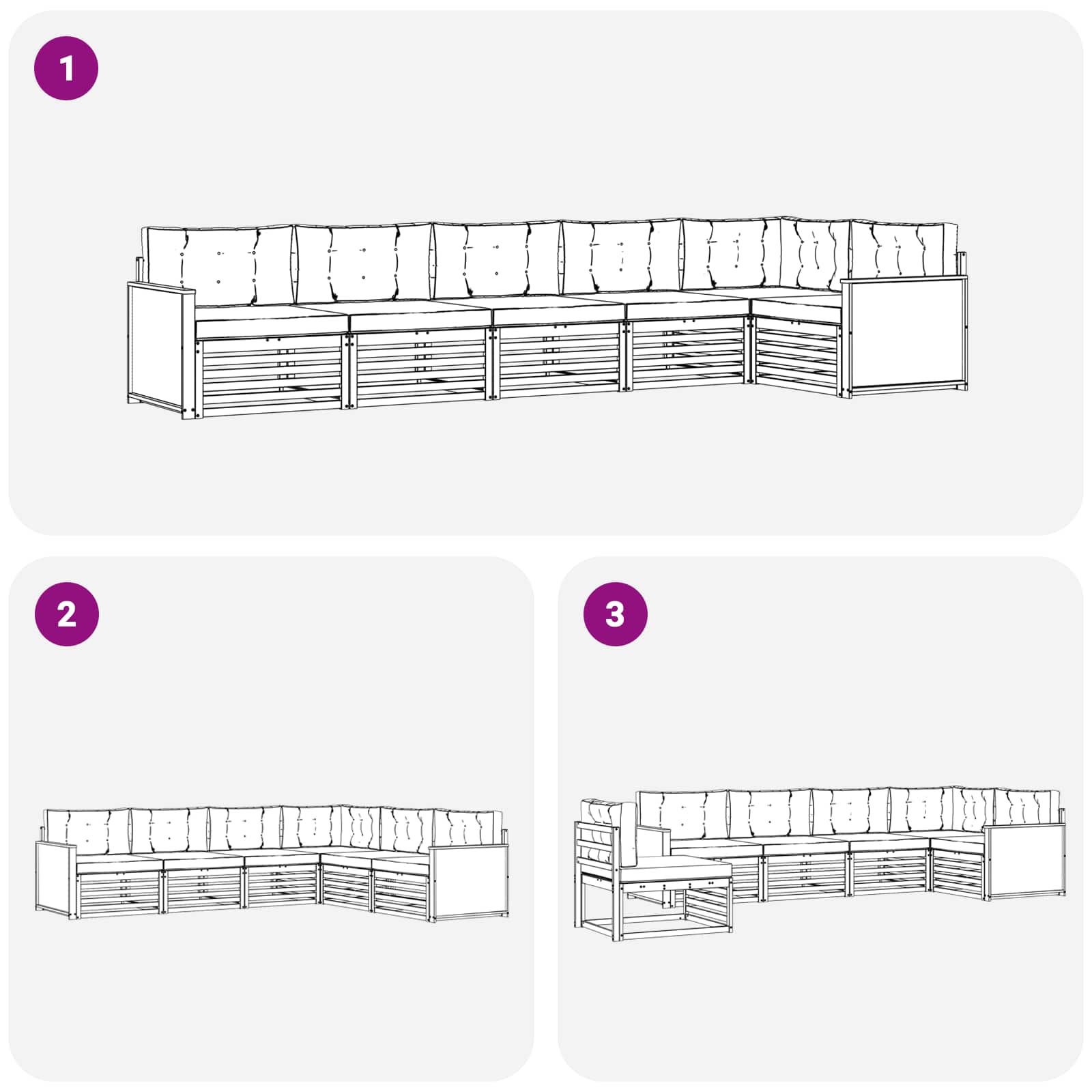 Set vanjskih sofa 6 pcs Prirodna i antracit 406 x 168,5 x 73 cm