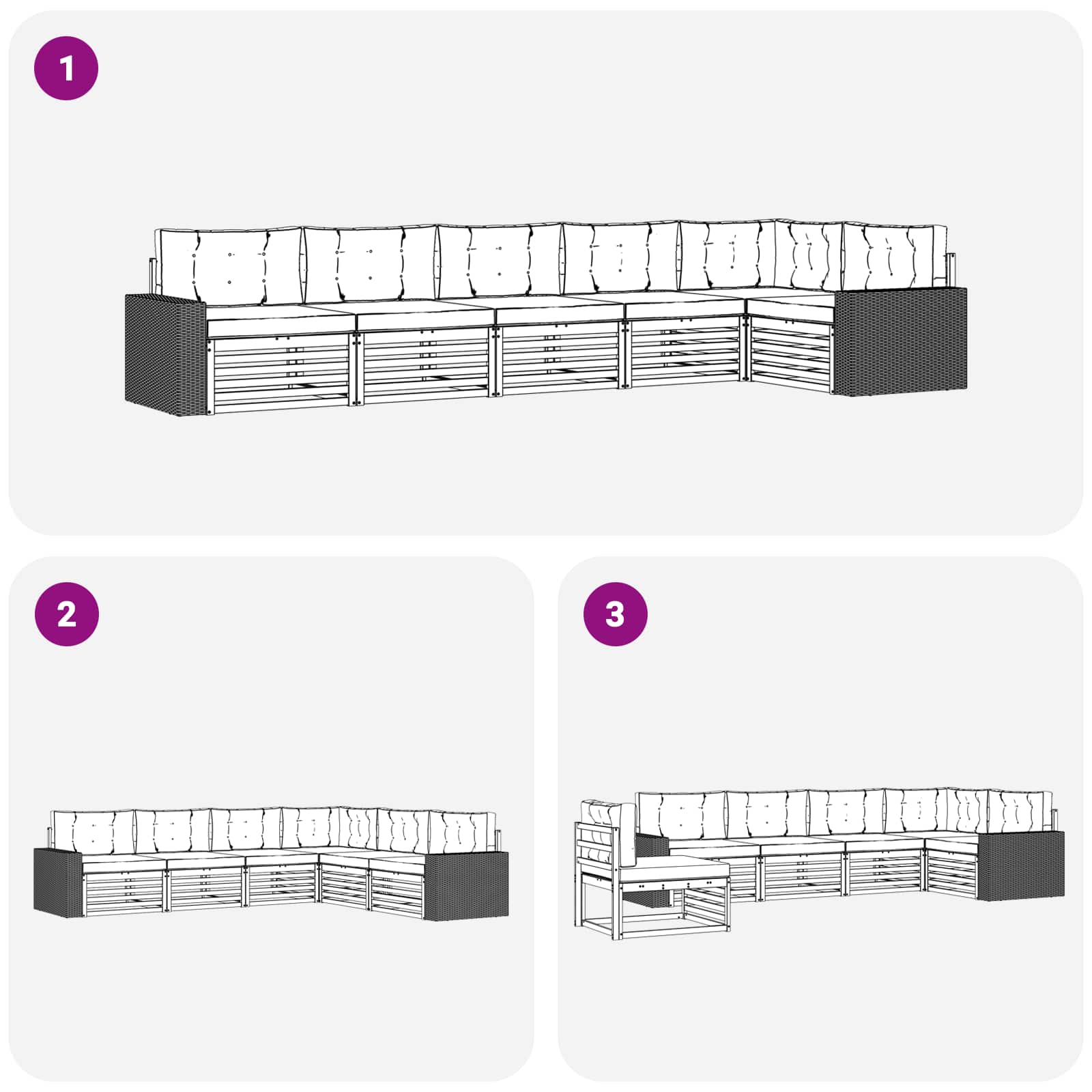 Set vanjskih sofa 6 pcs Prirodna i antracit 402 x 172,5 x 73 cm