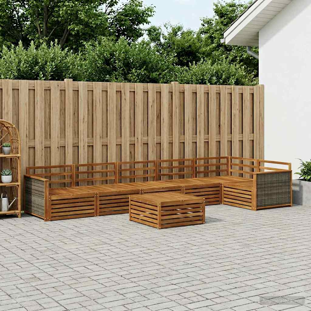 Set vanjskih sofa 7 kom. Prirodna Čvrsto drvo akacije