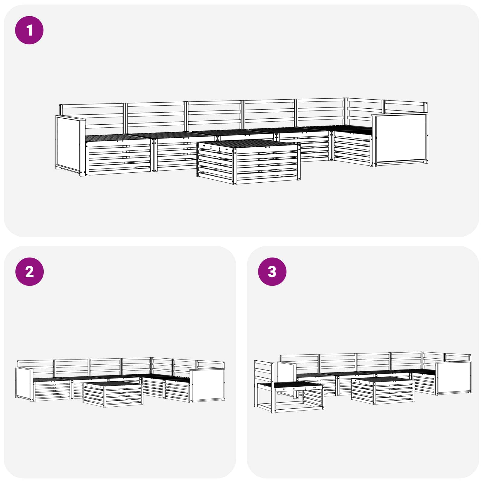 Set vanjskih sofa 7 kom. Prirodna Čvrsto drvo akacije