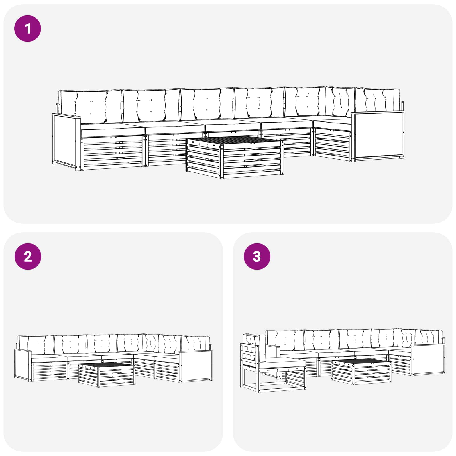 Set vanjskih sofa 7 kom. Prirodna i antracit