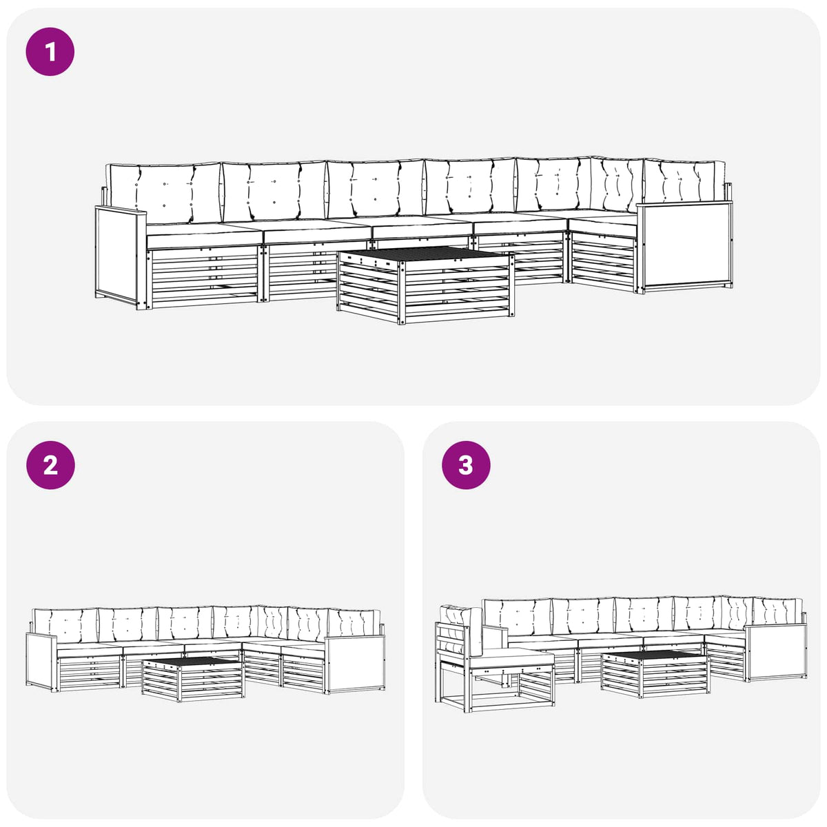Set vanjskih sofa 7 kom. Prirodna i bež