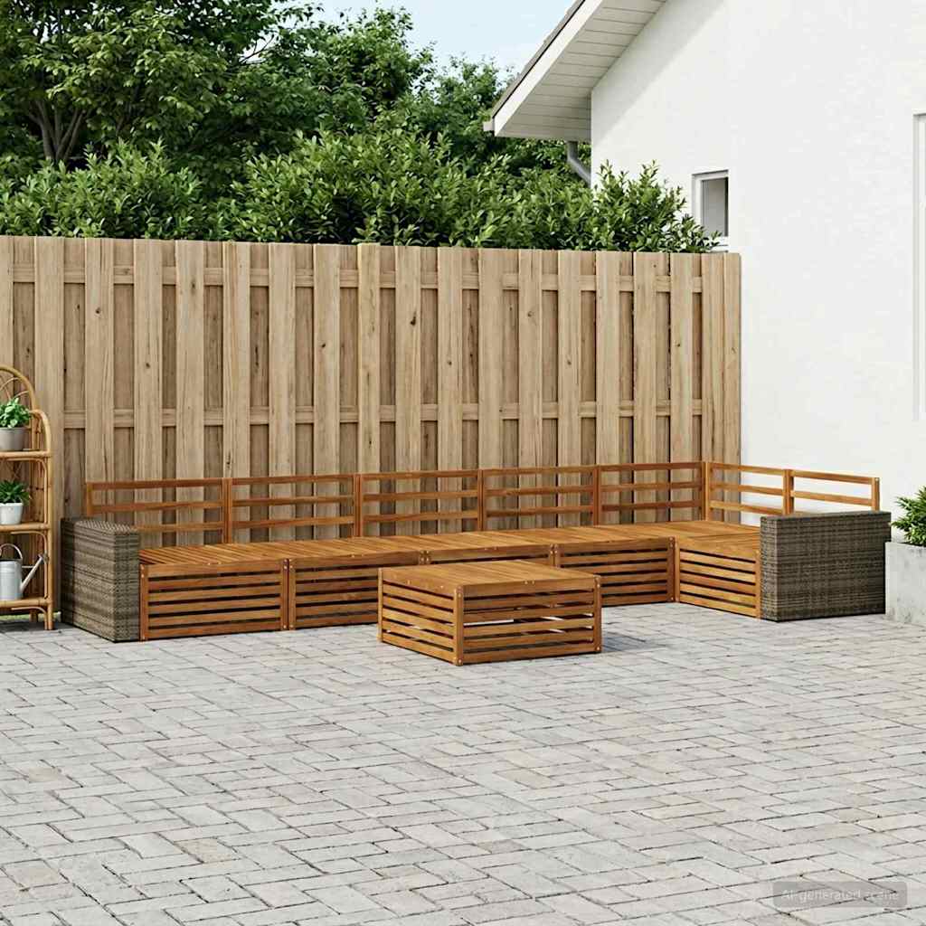 Set vanjskih sofa 7 kom. Prirodna Čvrsto drvo akacije