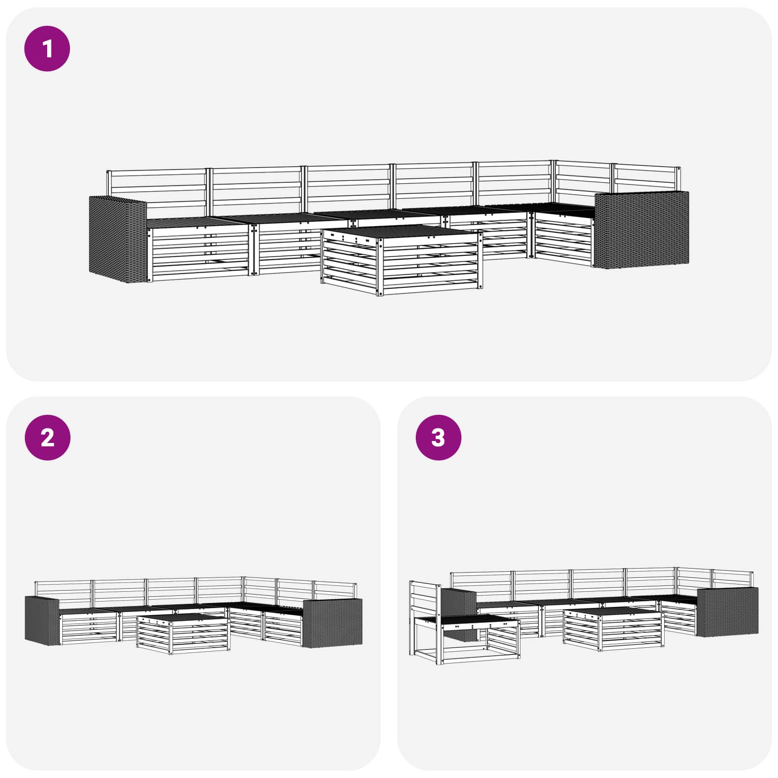 Set vanjskih sofa 7 kom. Prirodna Čvrsto drvo akacije