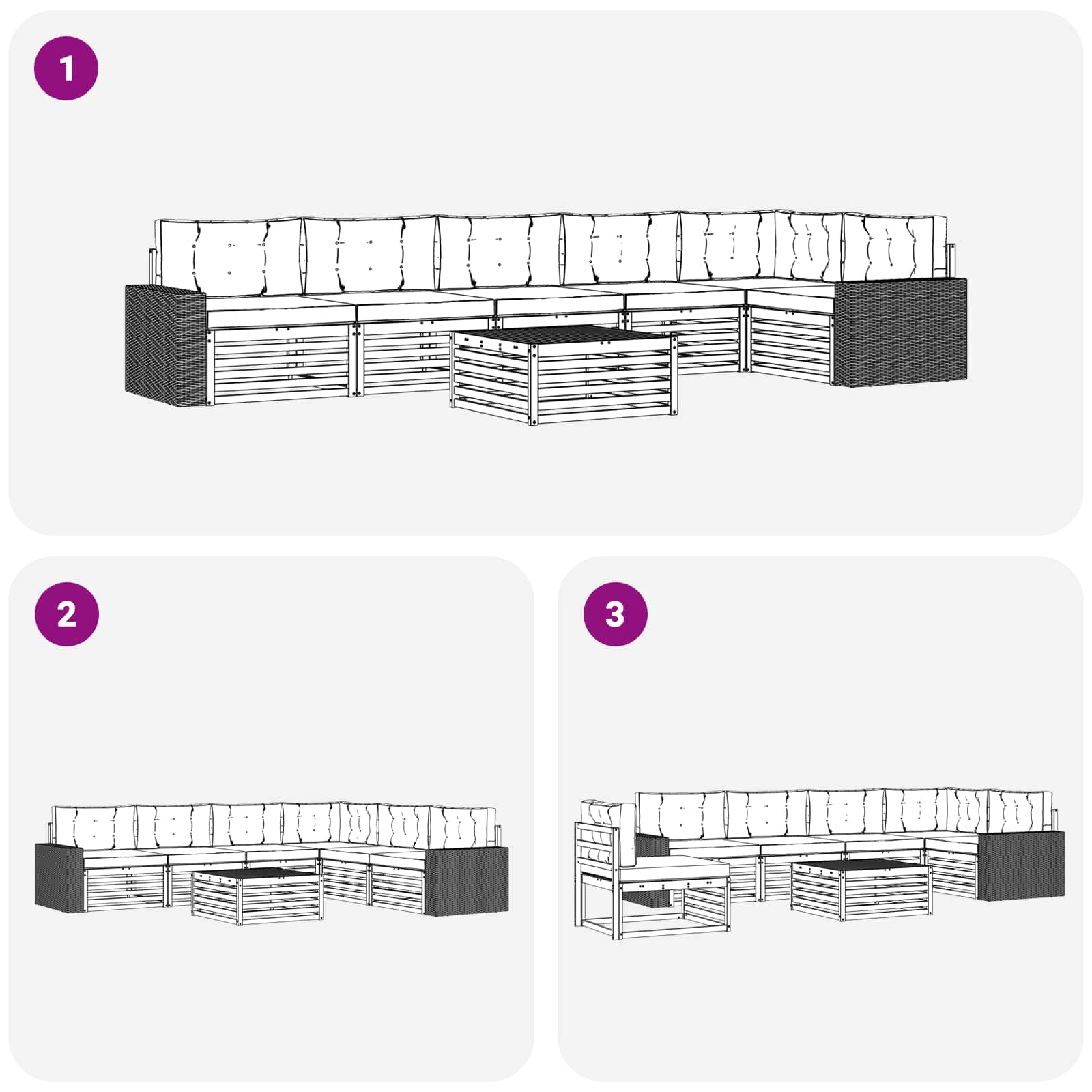 Set vanjskih sofa 7 pcs Prirodna i antracit 79 x 79 x 37 cm