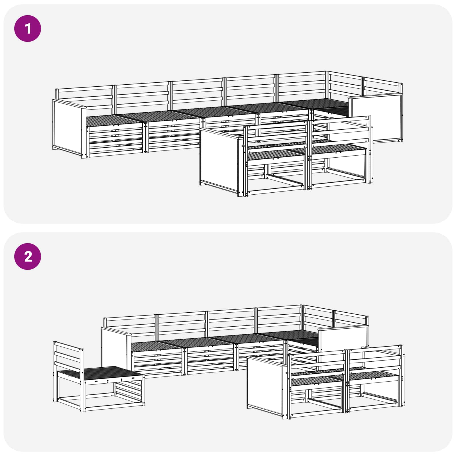 Set vanjskih sofa 8 pcs Prirodna