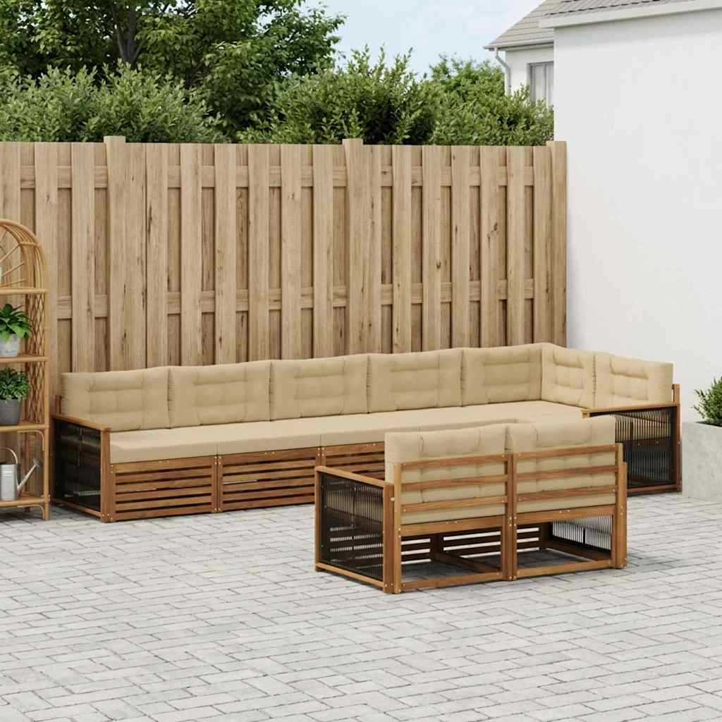 Set vanjskih sofa 8 kom. Prirodna i bež