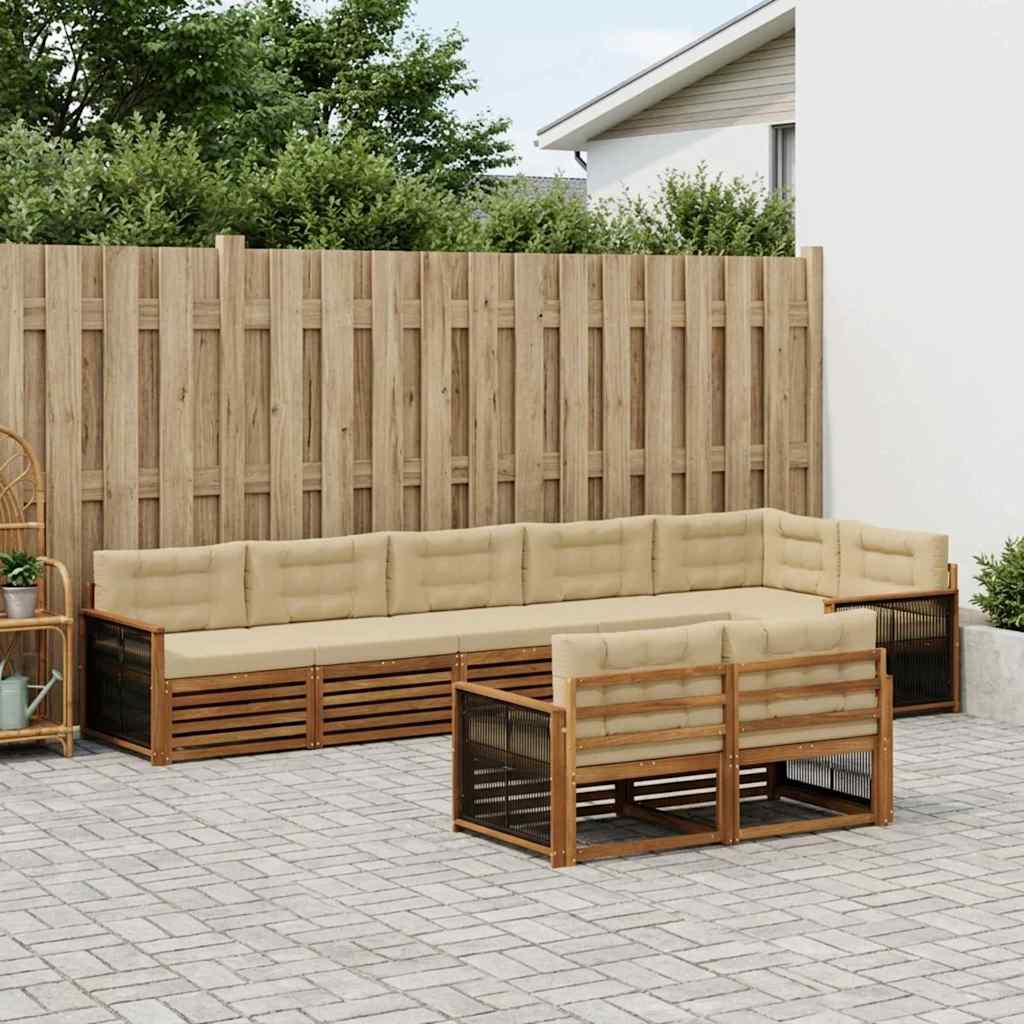 Set vanjskih sofa 8 kom. Prirodna i bež
