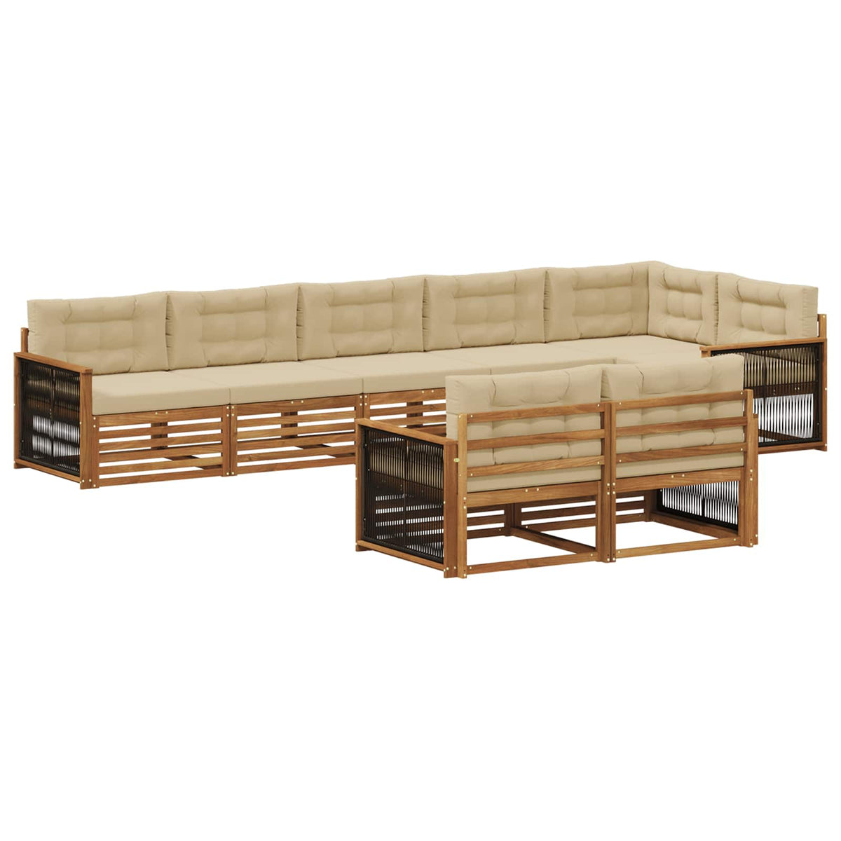 Set vanjskih sofa 8 kom. Prirodna i bež