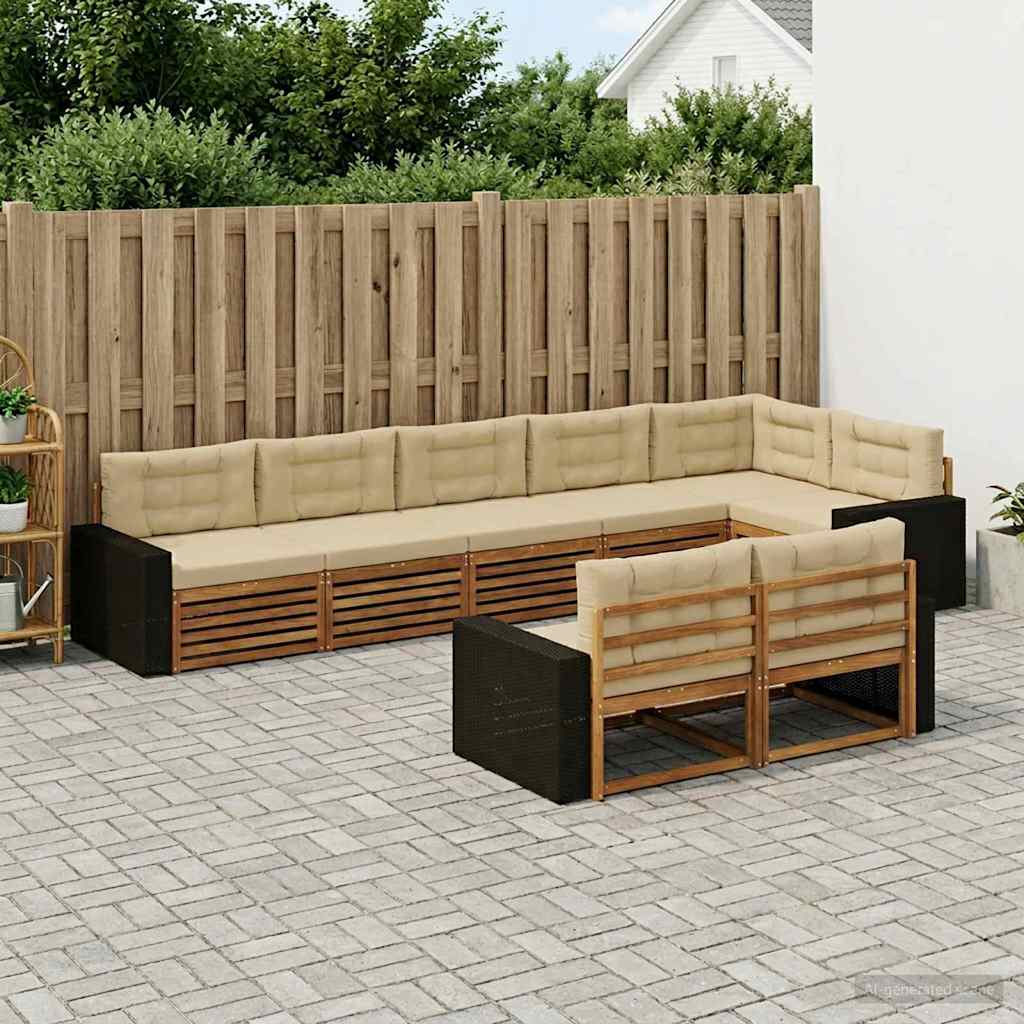 Set vanjskih sofa 8 kom. Prirodna i bež