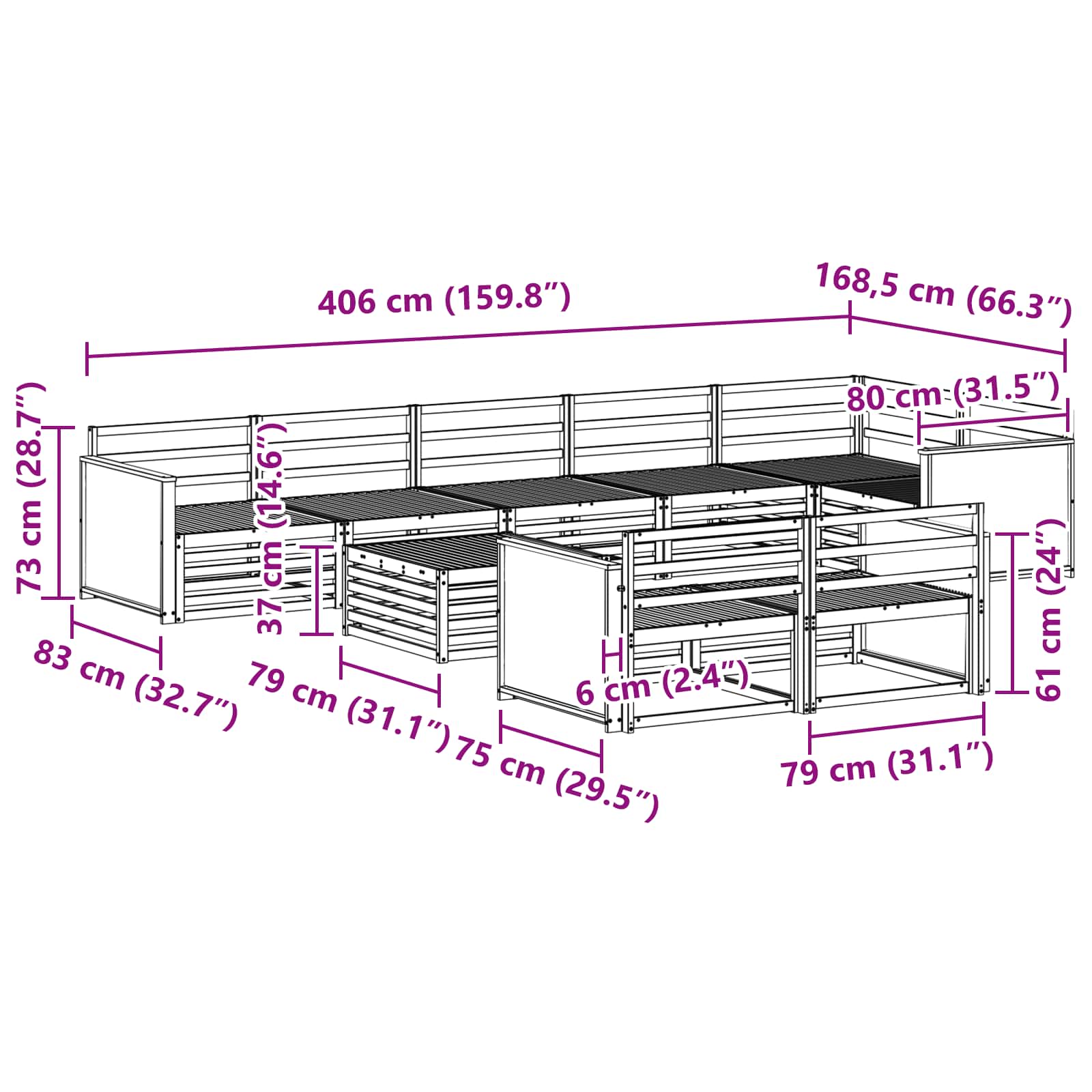 Set vanjskih sofa 9 kom.