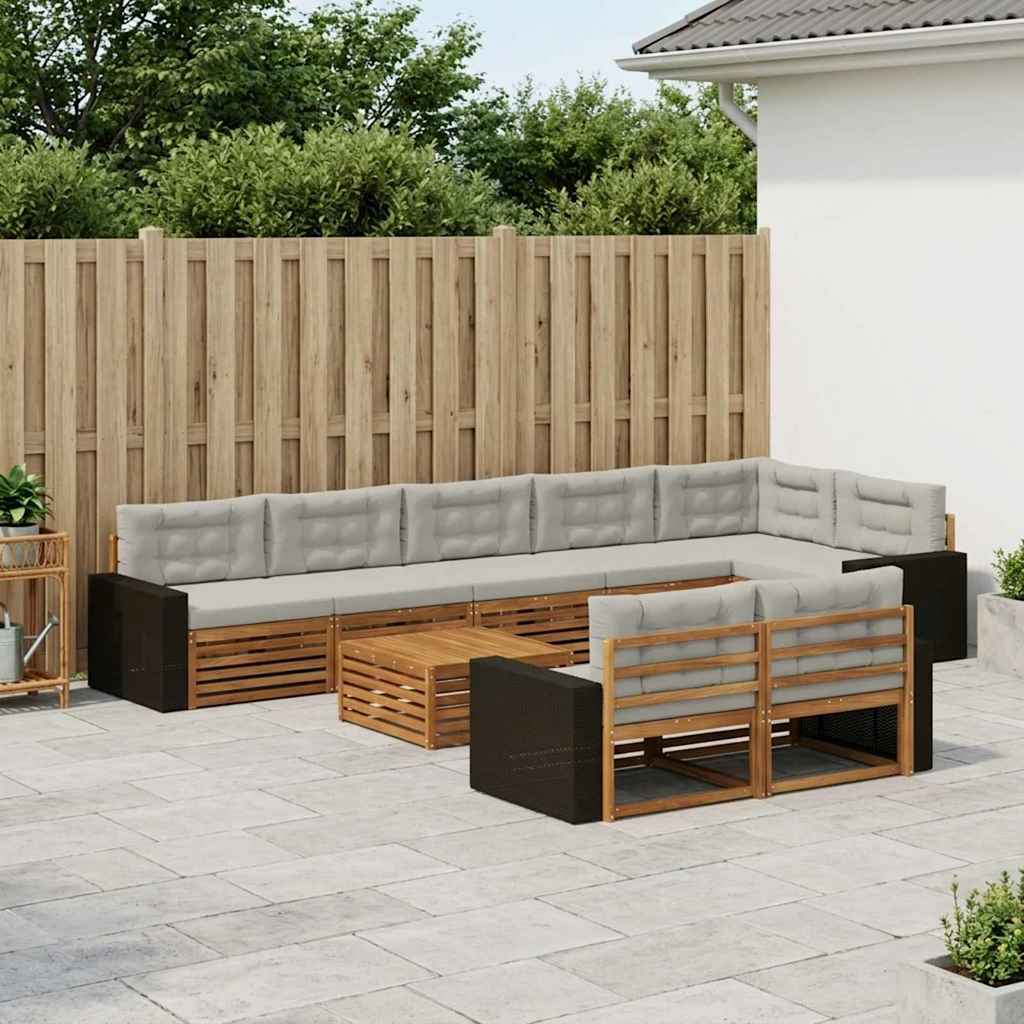 Set vanjskih sofa s jastukom 9 pcs