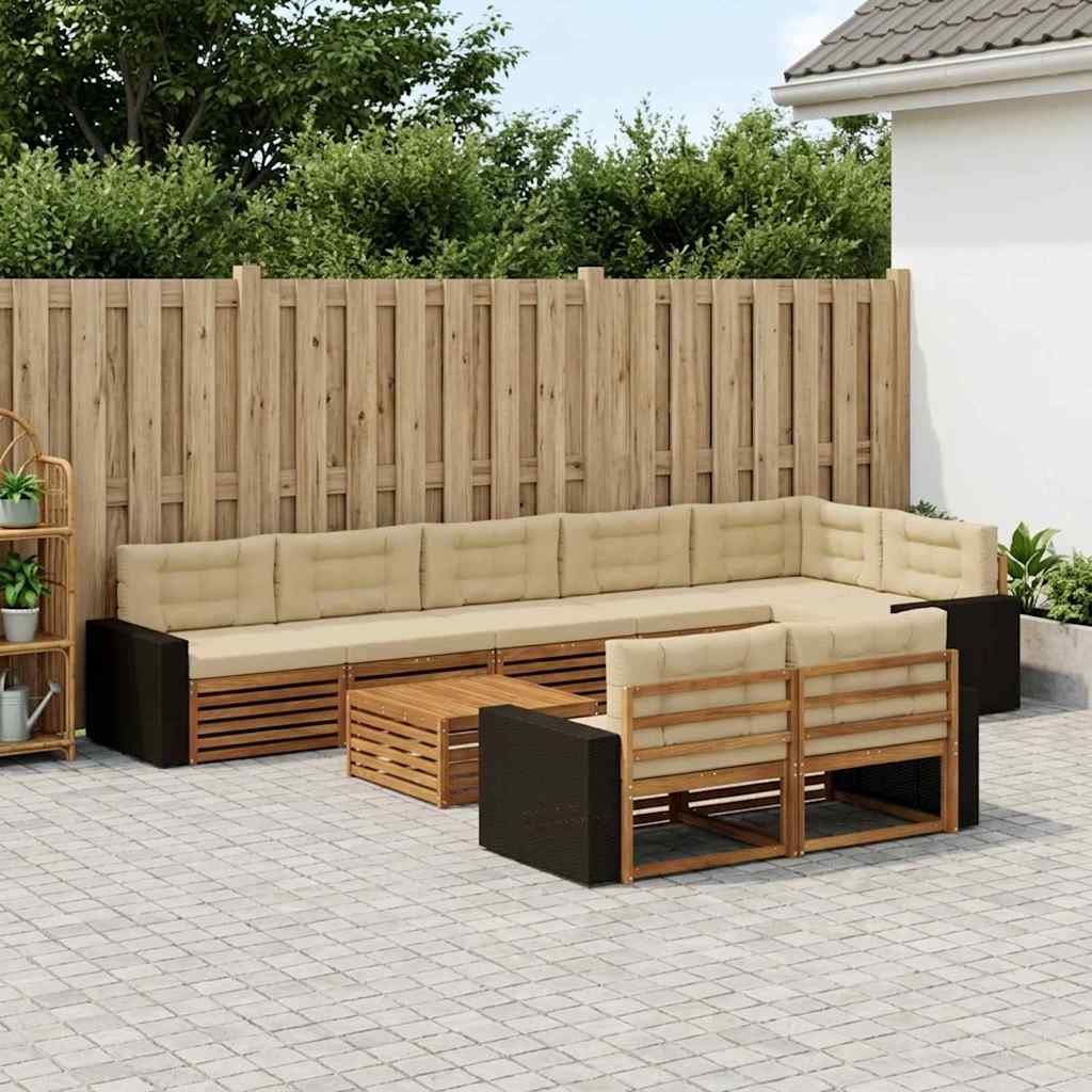 Set vanjskih sofa s jastukom 9 pcs